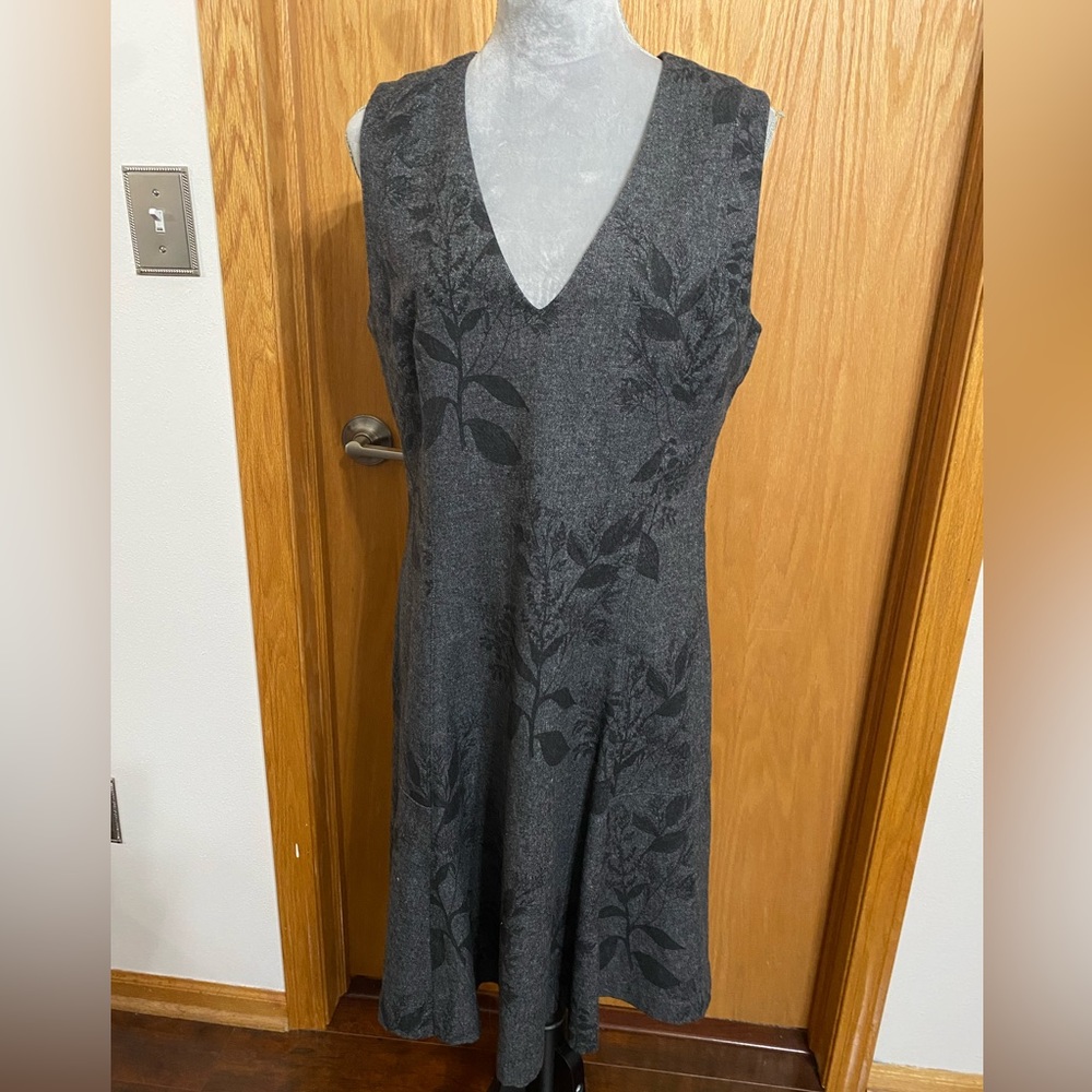 Banana Republic Women’s Wool Blend Sleeveless Gray Floral Print Dress Size 14